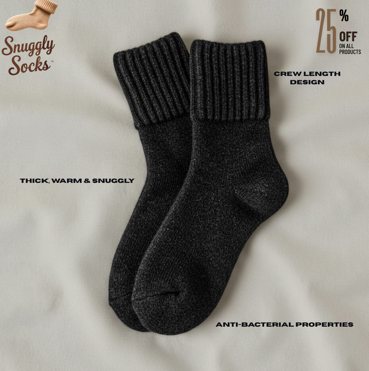 Premium SnugglySocks™ elegant crew (5 Pack) + 1 BONUS Pair