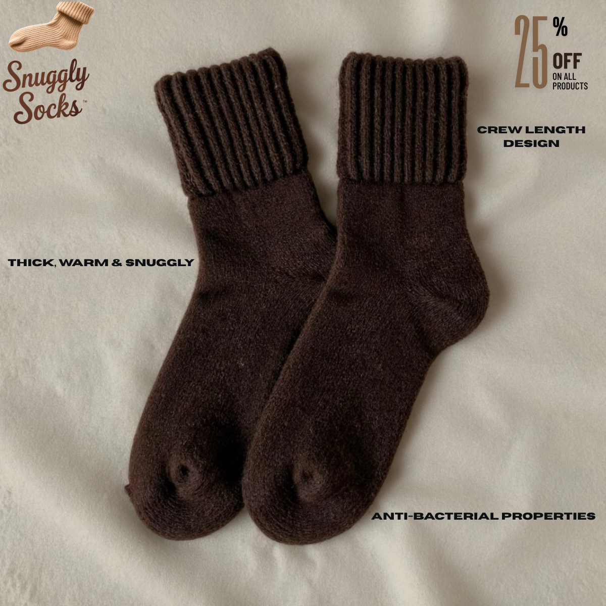Premium SnugglySocks™ elegant crew (5 Pack) + 1 BONUS Pair